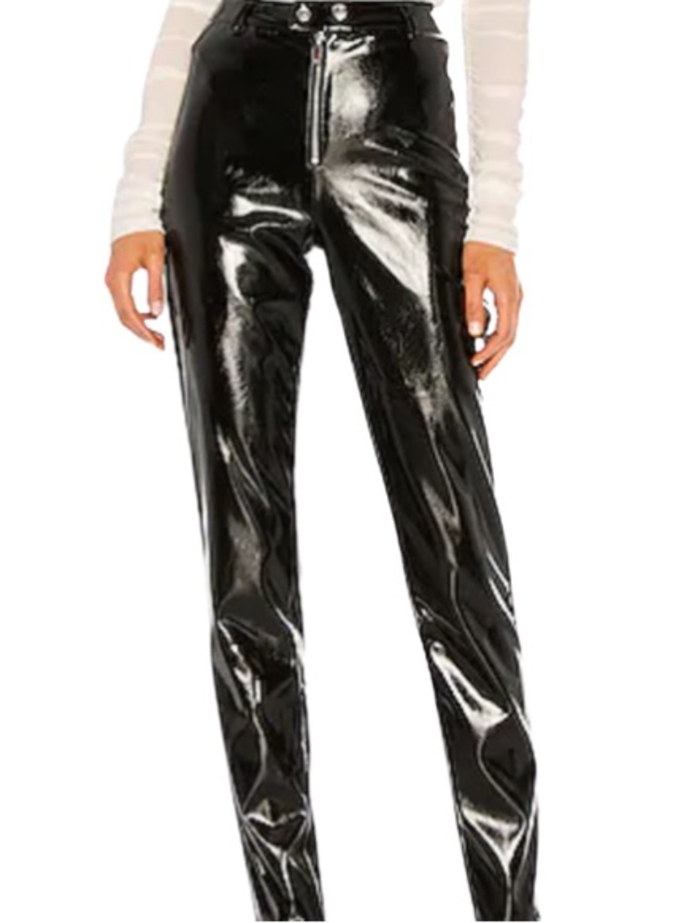 I.AM.GIA Black Patent Zip-Front Skinny Pants